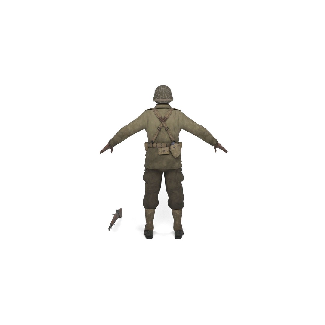 Allied Soldier 3D Model – Low Poly Character with Rigging and Animations - View 5