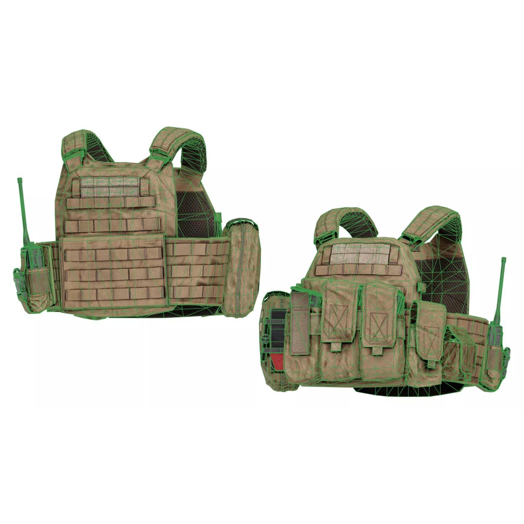 Warrior Assault DCS Plate Carrier Vest 3D Model – Low Poly Game Asset, FBX - View 8