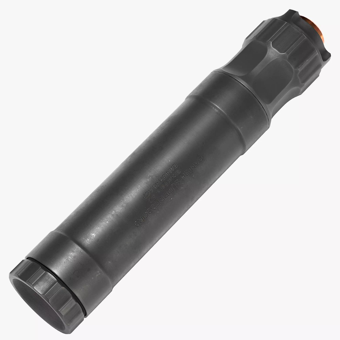 BANISH 45 Suppressor 3D Model – Low Poly PBR Game Asset, FBX, OBJ - View 2