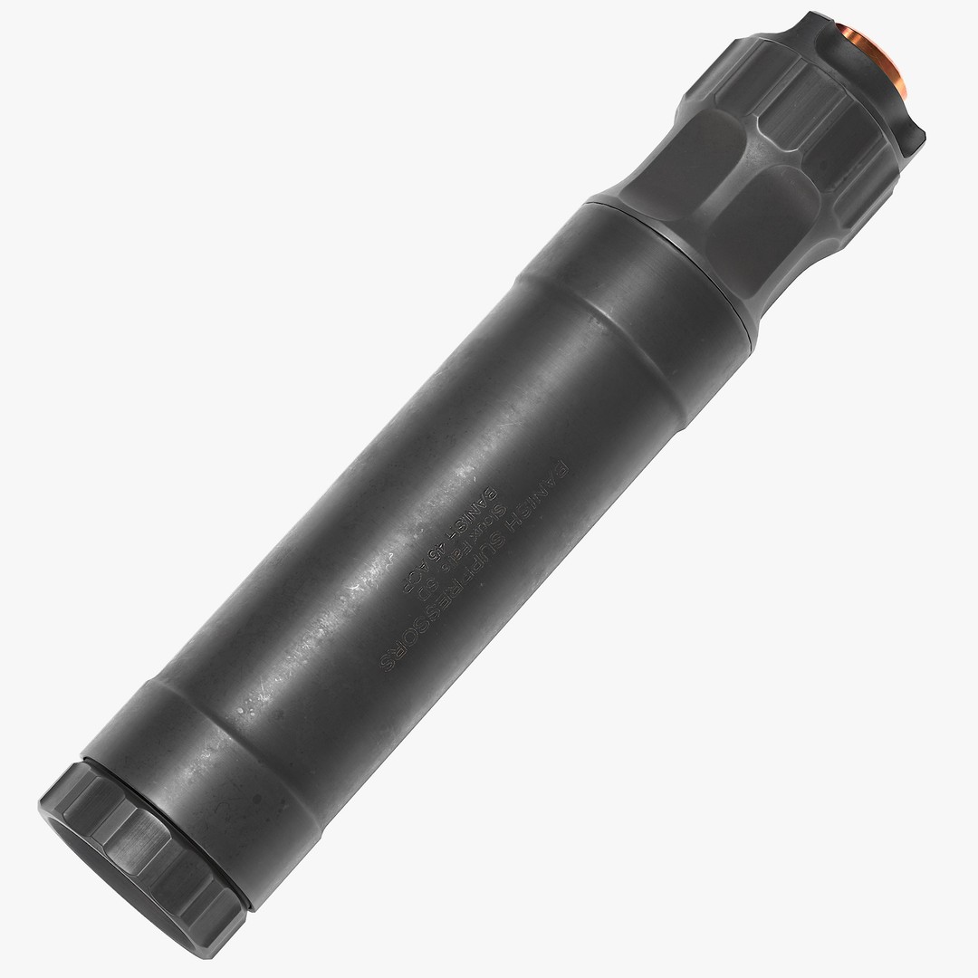 BANISH 45 Suppressor 3D Model – Low Poly PBR Game Asset, FBX, OBJ - View 8