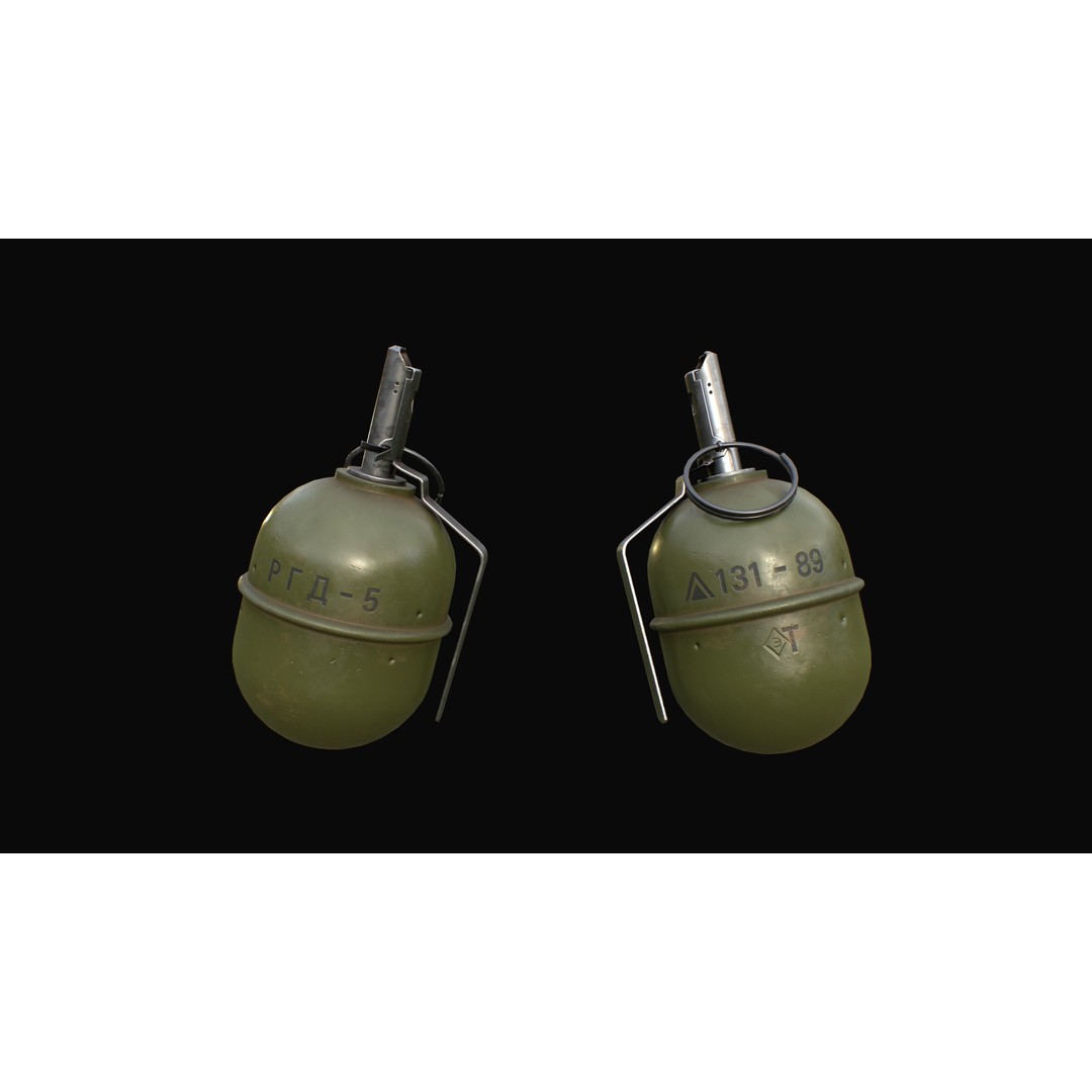 Soviet RGD-5 Hand Grenade 3D Model – Low Poly Game Ready Asset, FBX - View 10
