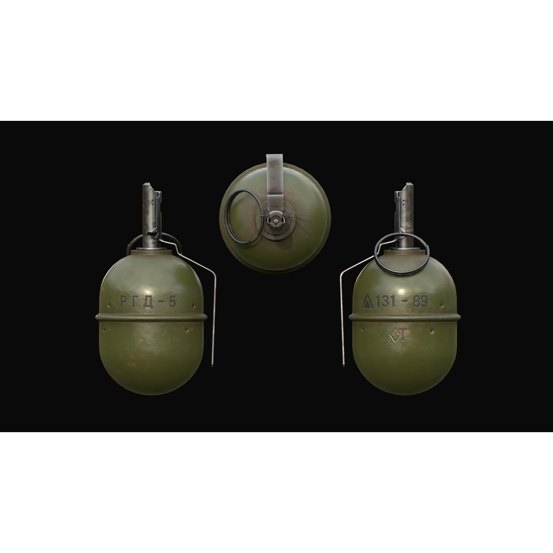 Soviet RGD-5 Hand Grenade 3D Model – Low Poly Game Ready Asset, FBX - View 12