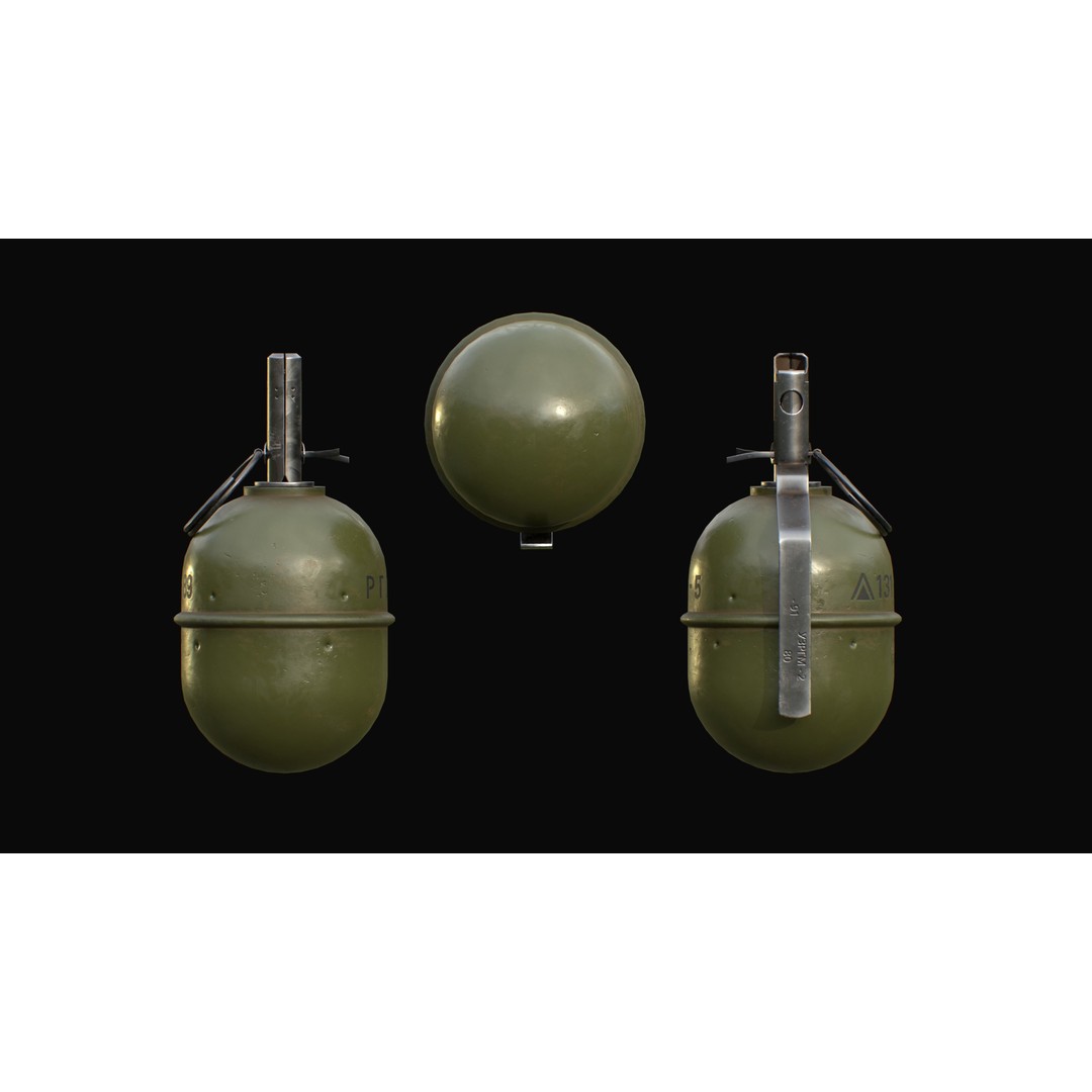 Soviet RGD-5 Hand Grenade 3D Model – Low Poly Game Ready Asset, FBX - View 13