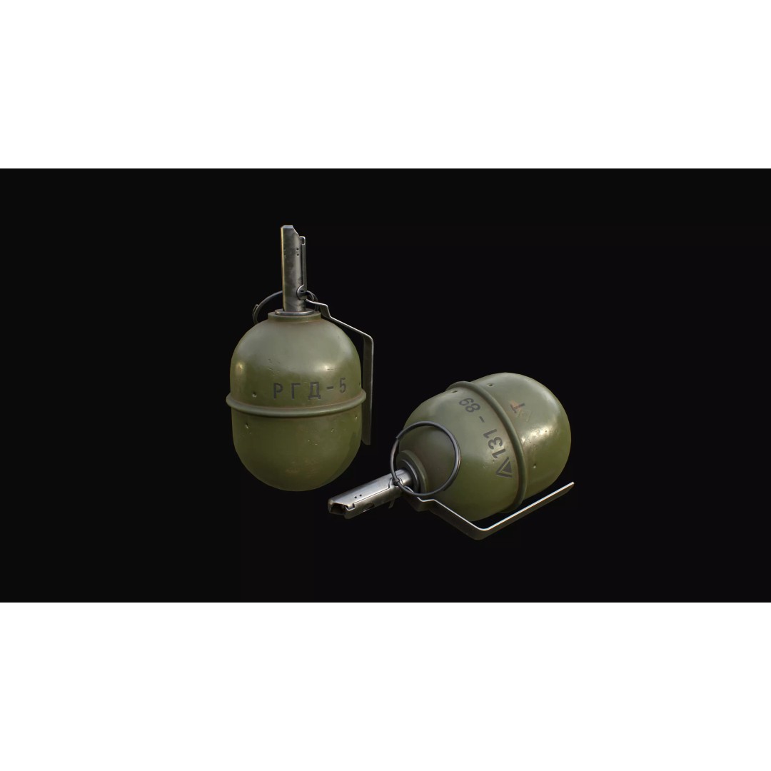 Soviet RGD-5 Hand Grenade 3D Model – Low Poly Game Ready Asset, FBX - View 2