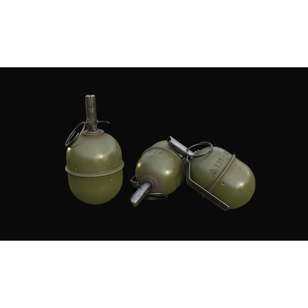 Soviet RGD-5 Hand Grenade 3D Model – Low Poly Game Ready Asset, FBX - View 3