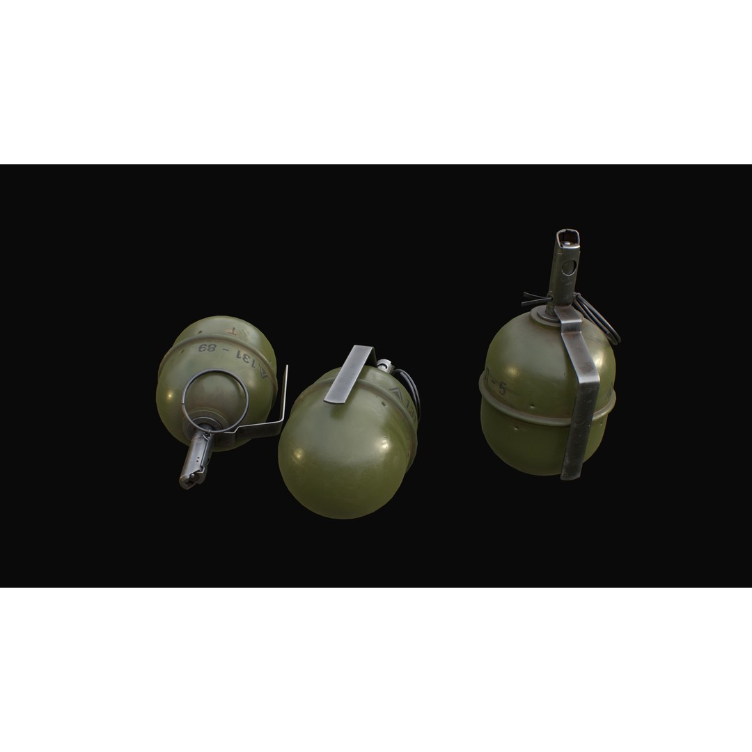 Soviet RGD-5 Hand Grenade 3D Model – Low Poly Game Ready Asset, FBX - View 4