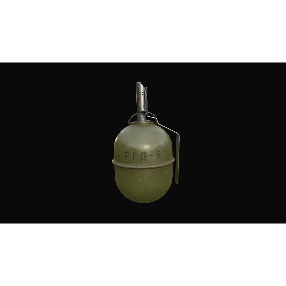 Soviet RGD-5 Hand Grenade 3D Model – Low Poly Game Ready Asset, FBX - View 5