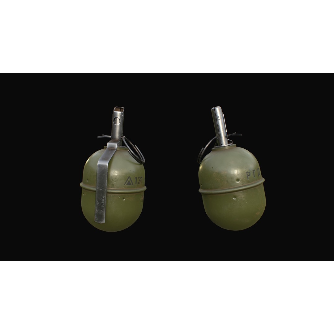 Soviet RGD-5 Hand Grenade 3D Model – Low Poly Game Ready Asset, FBX - View 9