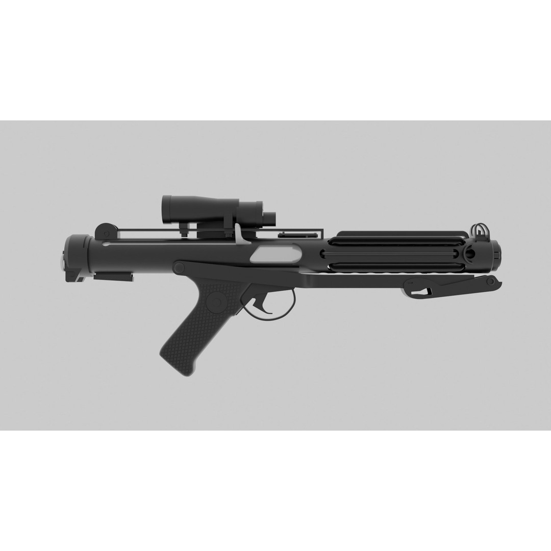 E-11 Blaster 3D Model – High Poly Military Weapon, FBX, PBR - View 3