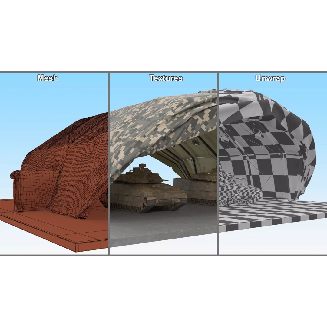 Camouflage Rapid Deployment Shelter 3D Model – Tactical Camo Tent, PBR Textures - View 17