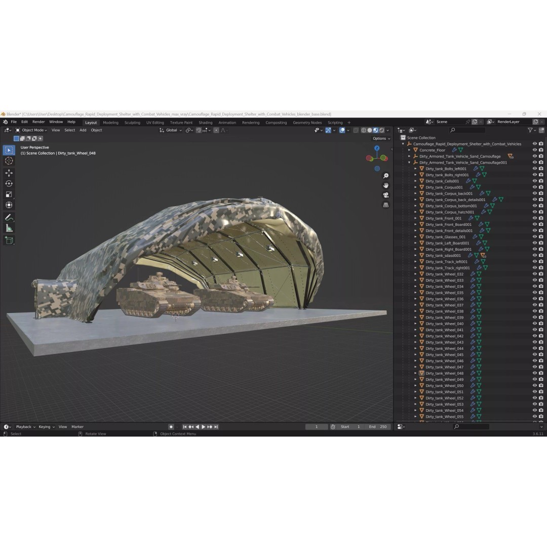 Camouflage Rapid Deployment Shelter 3D Model – Tactical Camo Tent, PBR Textures - View 29