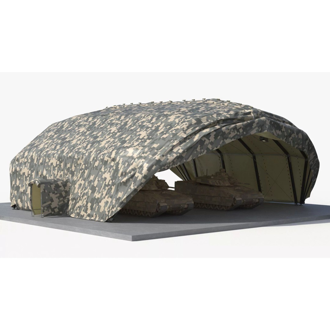 Camouflage Rapid Deployment Shelter 3D Model – Tactical Camo Tent, PBR Textures - View 4