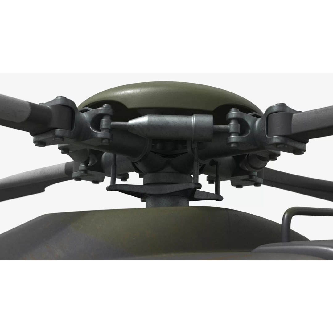 NH90 Military Transport Helicopter 3D Model – Green Camo with Interior, PBR - View 16