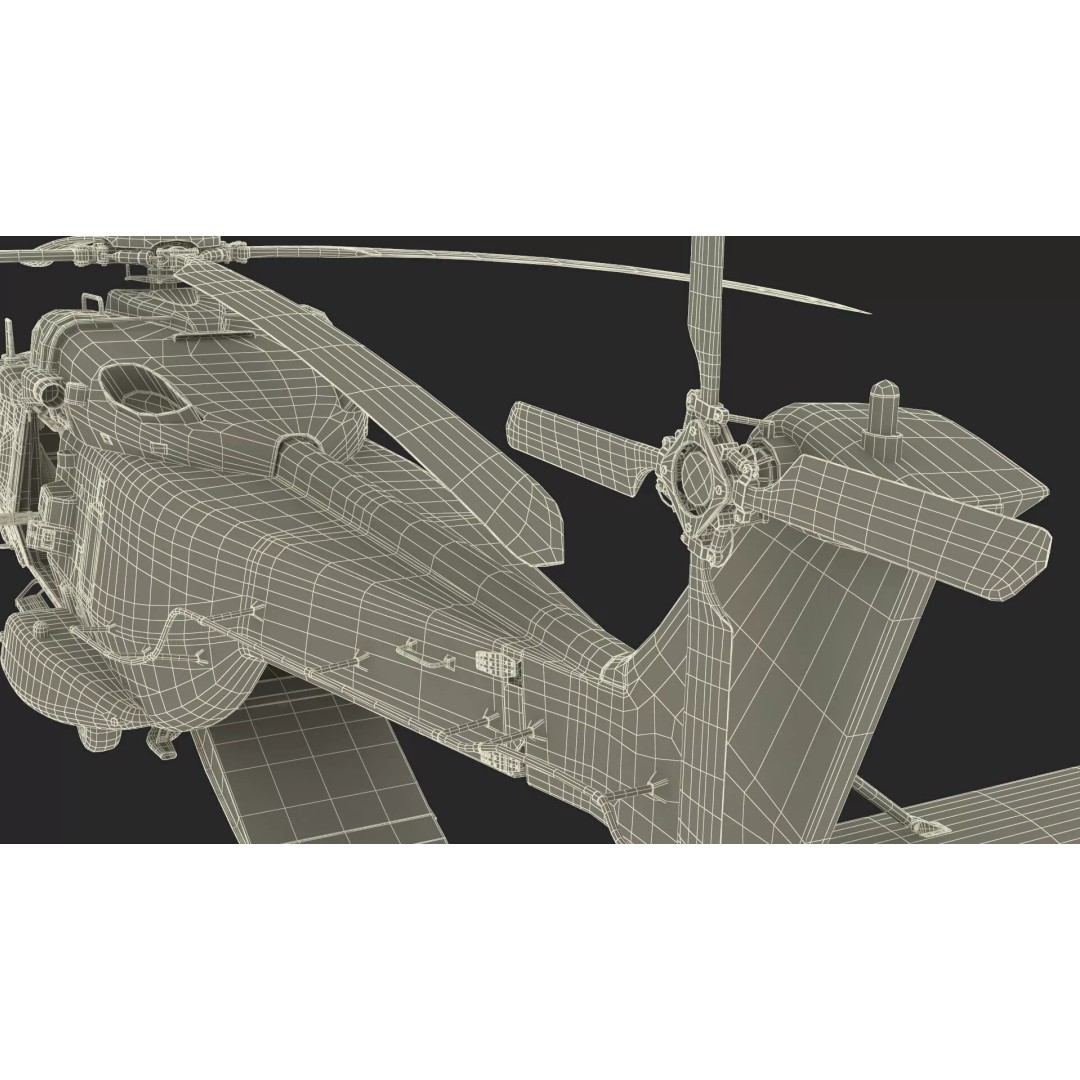 NH90 Military Transport Helicopter 3D Model – Green Camo with Interior, PBR - View 29