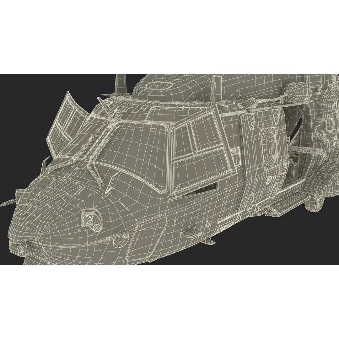 NH90 Military Transport Helicopter 3D Model – Green Camo with Interior, PBR - View 30