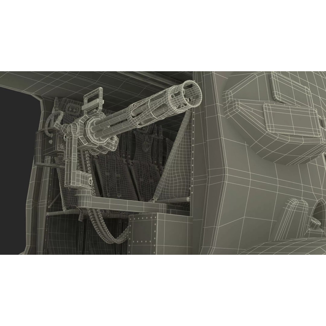 NH90 Military Transport Helicopter 3D Model – Green Camo with Interior, PBR - View 34