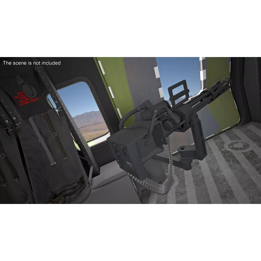 NH90 Military Transport Helicopter 3D Model – Green Camo with Interior, PBR - View 9