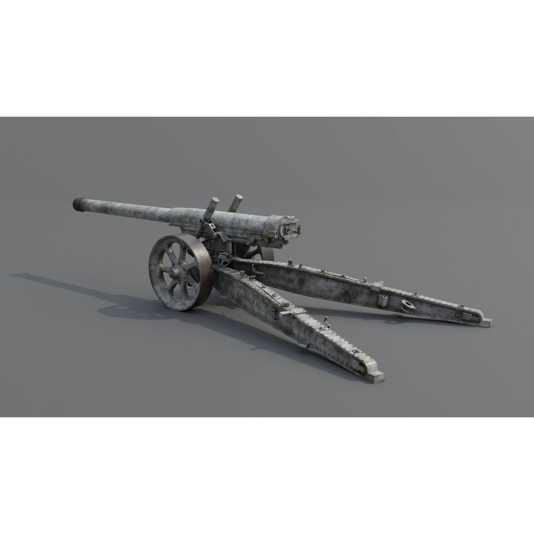 Type 89 15 cm Cannon 3D Model – Low Poly Game Asset, FBX & Blender - View 10