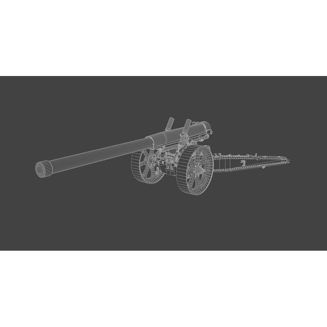 Type 89 15 cm Cannon 3D Model – Low Poly Game Asset, FBX & Blender - View 12