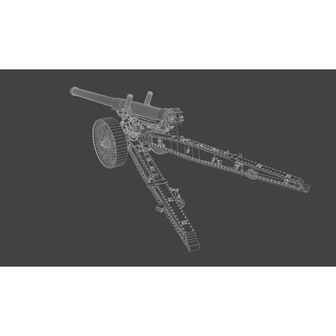 Type 89 15 cm Cannon 3D Model – Low Poly Game Asset, FBX & Blender - View 13