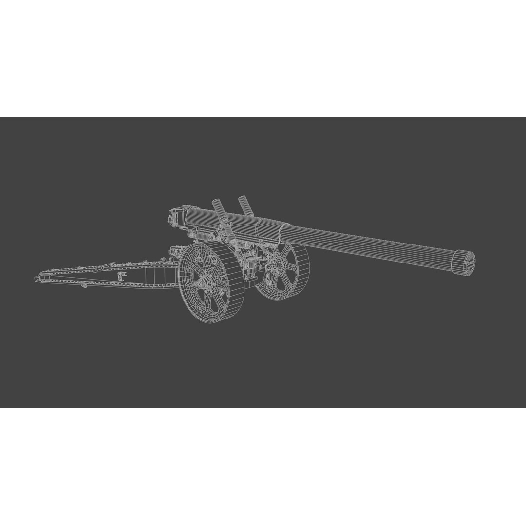 Type 89 15 cm Cannon 3D Model – Low Poly Game Asset, FBX & Blender - View 15