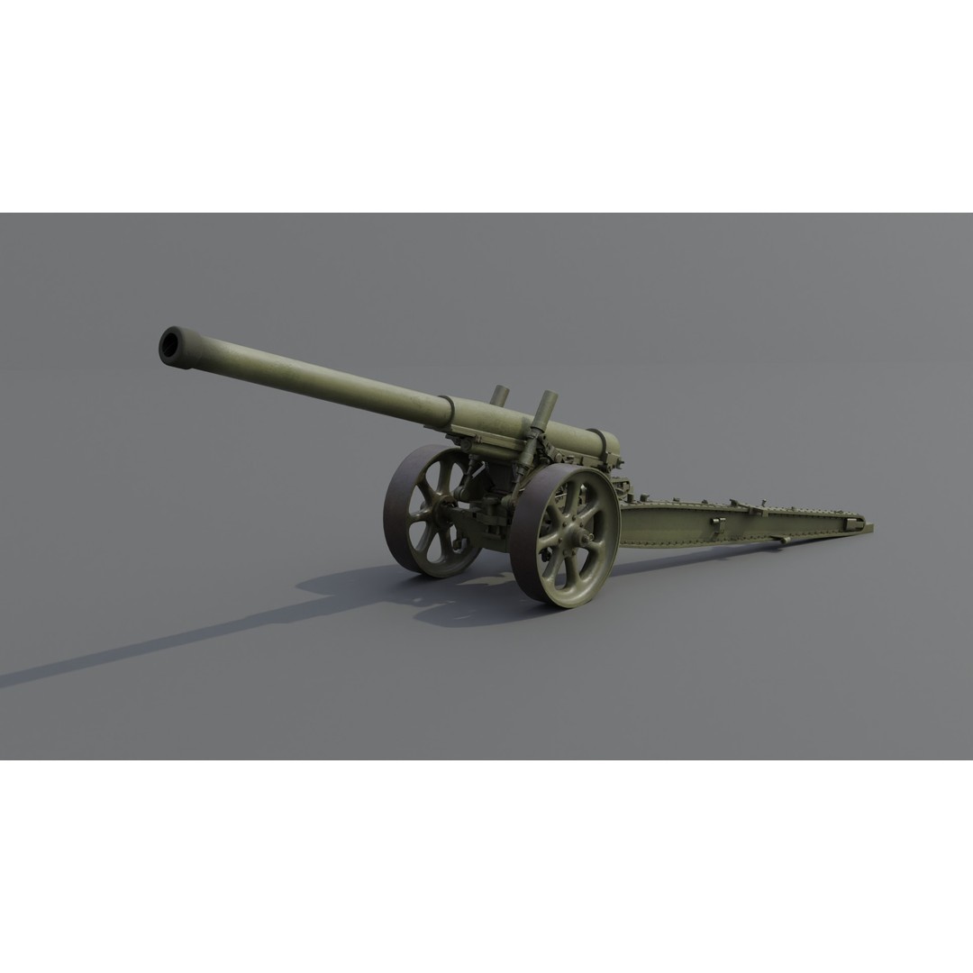 Type 89 15 cm Cannon 3D Model – Low Poly Game Asset, FBX & Blender - View 16
