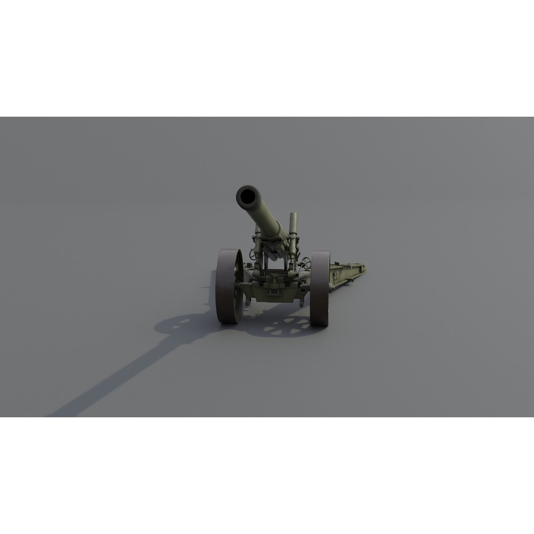 Type 89 15 cm Cannon 3D Model – Low Poly Game Asset, FBX & Blender - View 17