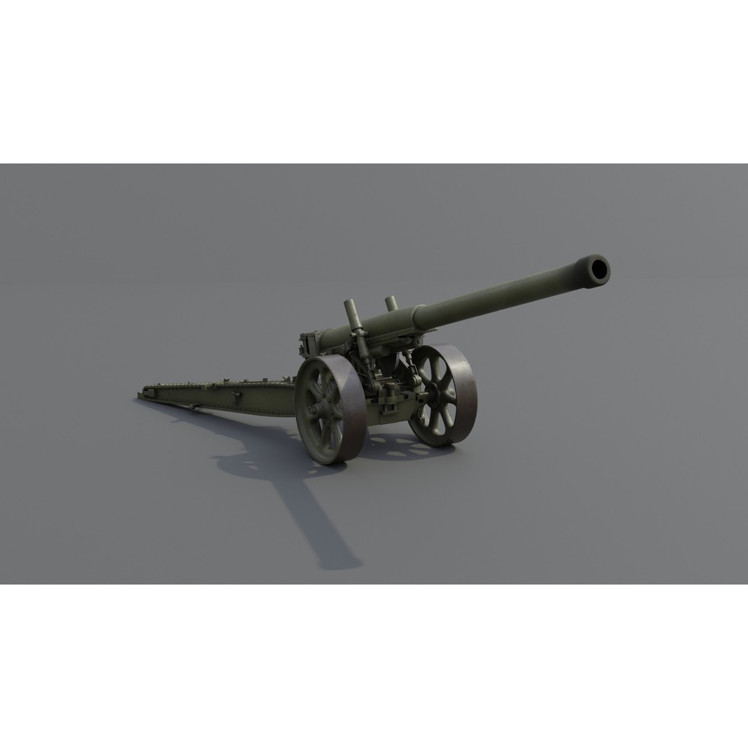 Type 89 15 cm Cannon 3D Model – Low Poly Game Asset, FBX & Blender - View 18
