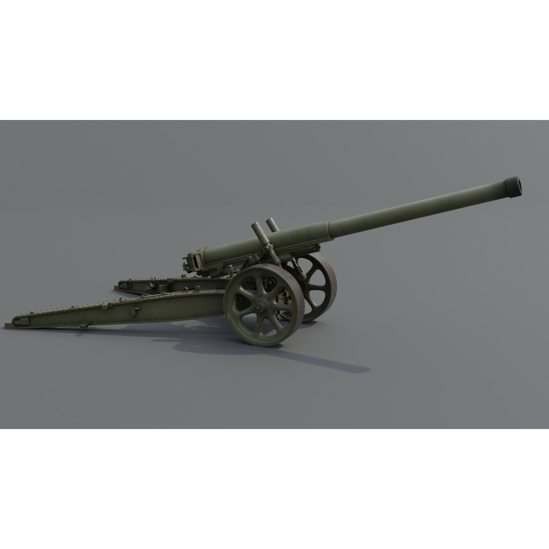 Type 89 15 cm Cannon 3D Model – Low Poly Game Asset, FBX & Blender - View 19