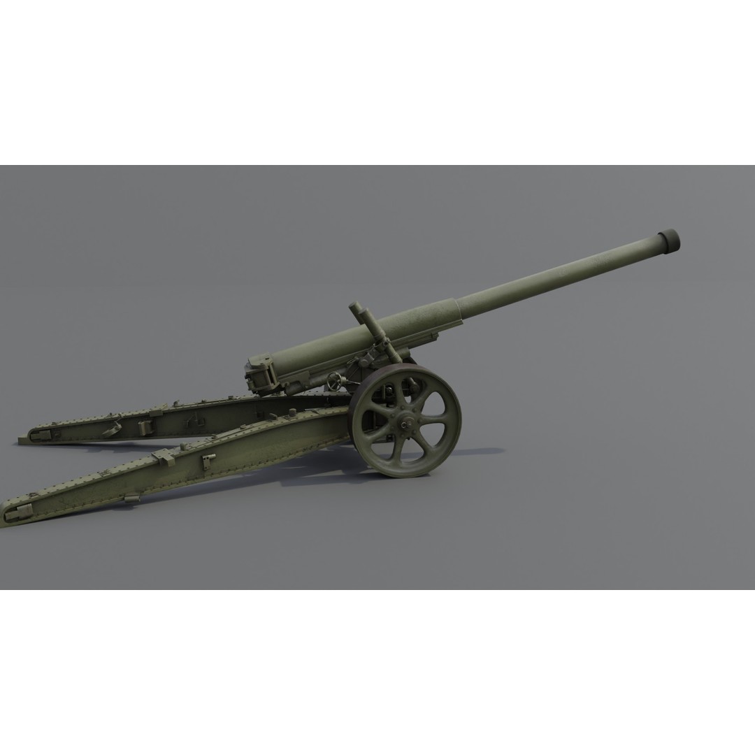 Type 89 15 cm Cannon 3D Model – Low Poly Game Asset, FBX & Blender - View 20