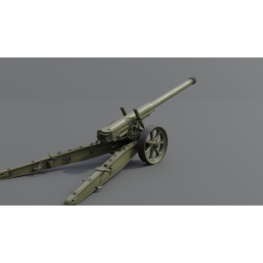 Type 89 15 cm Cannon 3D Model – Low Poly Game Asset, FBX & Blender - View 21