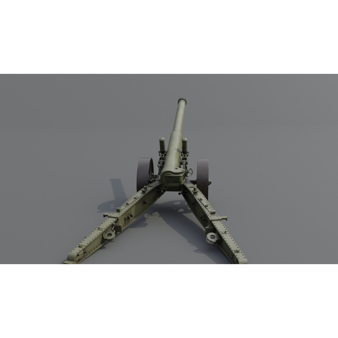 Type 89 15 cm Cannon 3D Model – Low Poly Game Asset, FBX & Blender - View 22