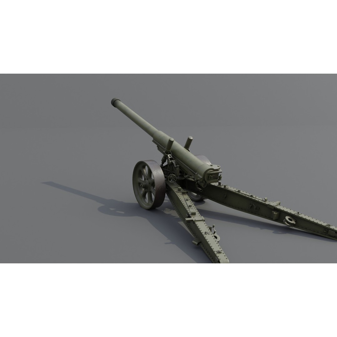 Type 89 15 cm Cannon 3D Model – Low Poly Game Asset, FBX & Blender - View 23