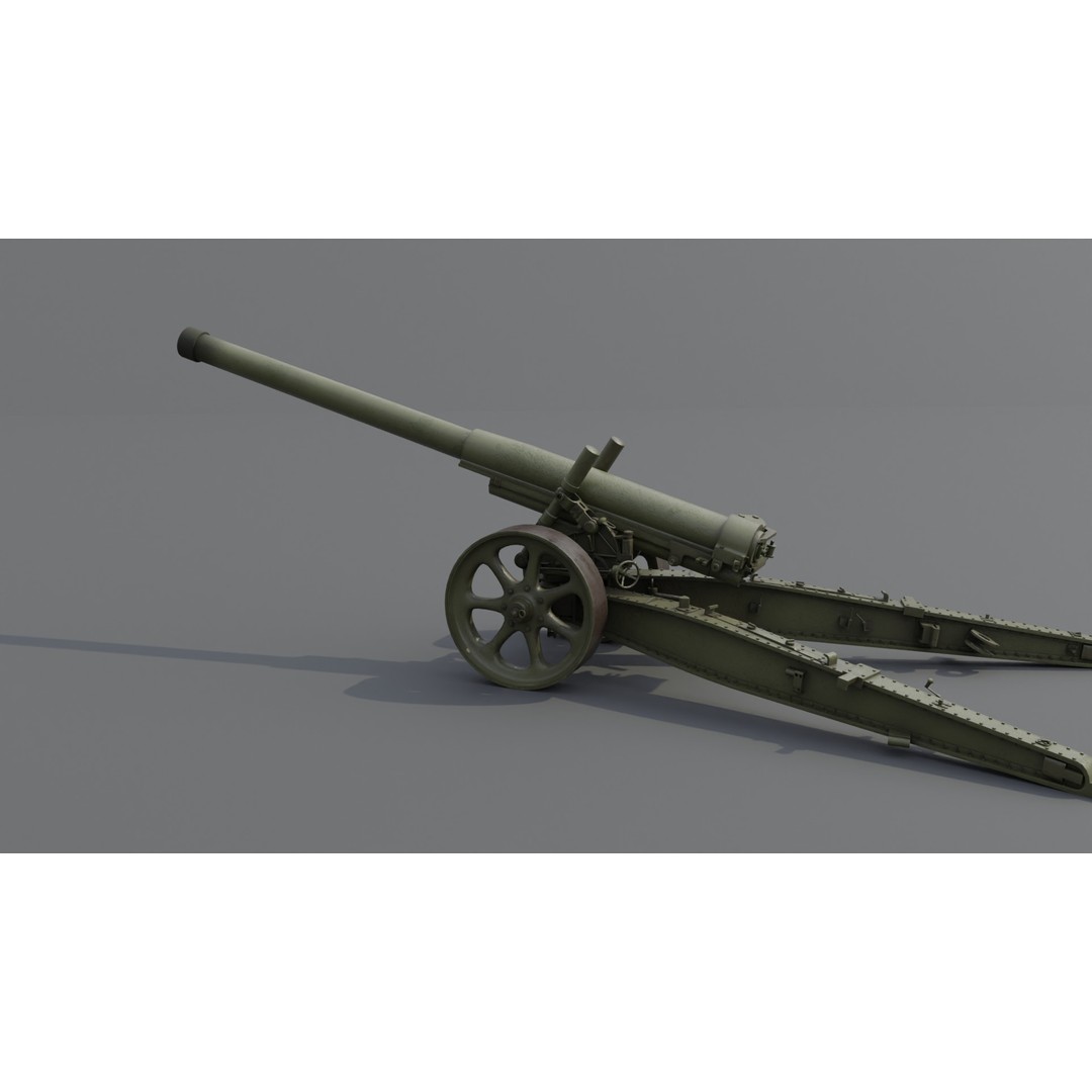 Type 89 15 cm Cannon 3D Model – Low Poly Game Asset, FBX & Blender - View 24