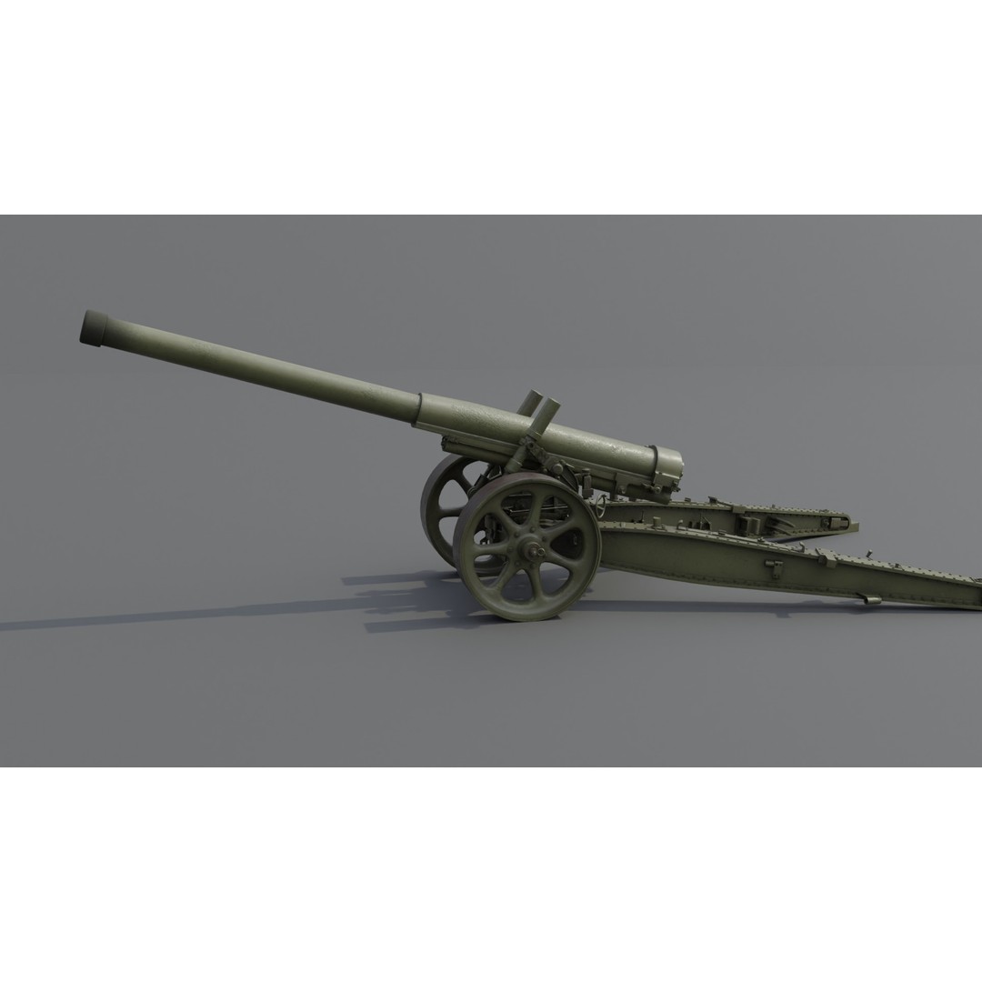 Type 89 15 cm Cannon 3D Model – Low Poly Game Asset, FBX & Blender - View 25