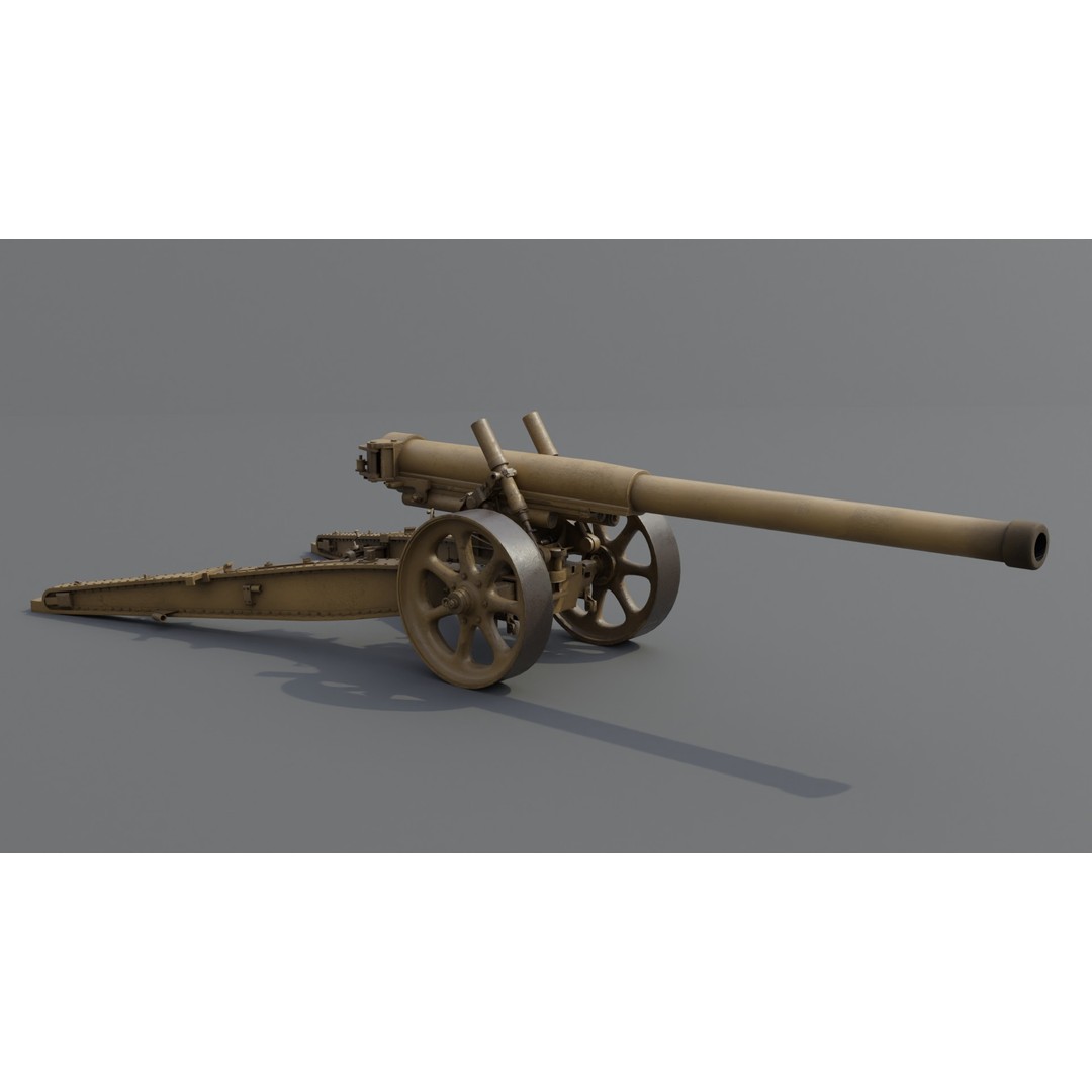 Type 89 15 cm Cannon 3D Model – Low Poly Game Asset, FBX & Blender - View 4