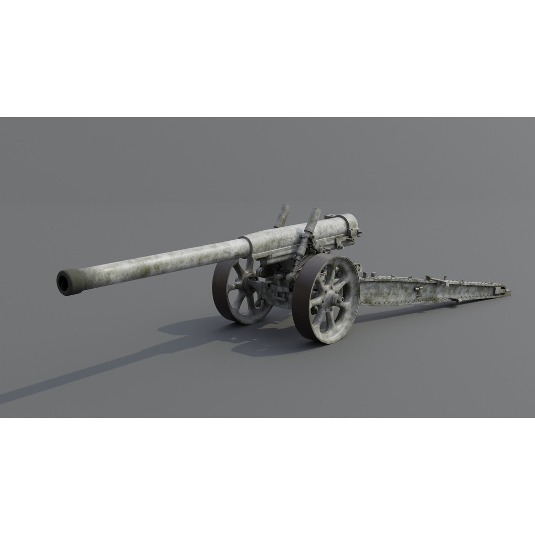 Type 89 15 cm Cannon 3D Model – Low Poly Game Asset, FBX & Blender - View 7