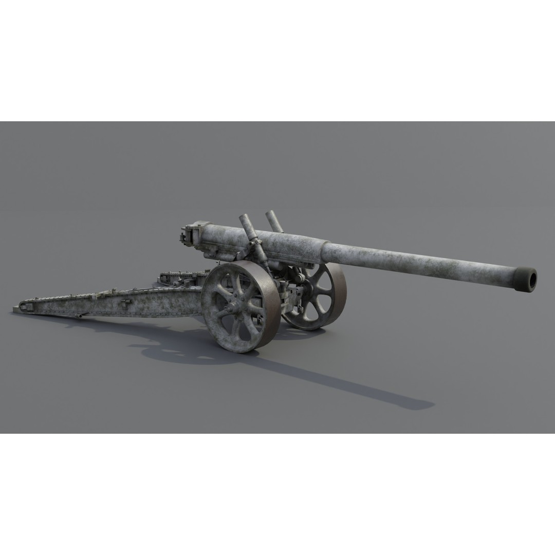 Type 89 15 cm Cannon 3D Model – Low Poly Game Asset, FBX & Blender - View 8