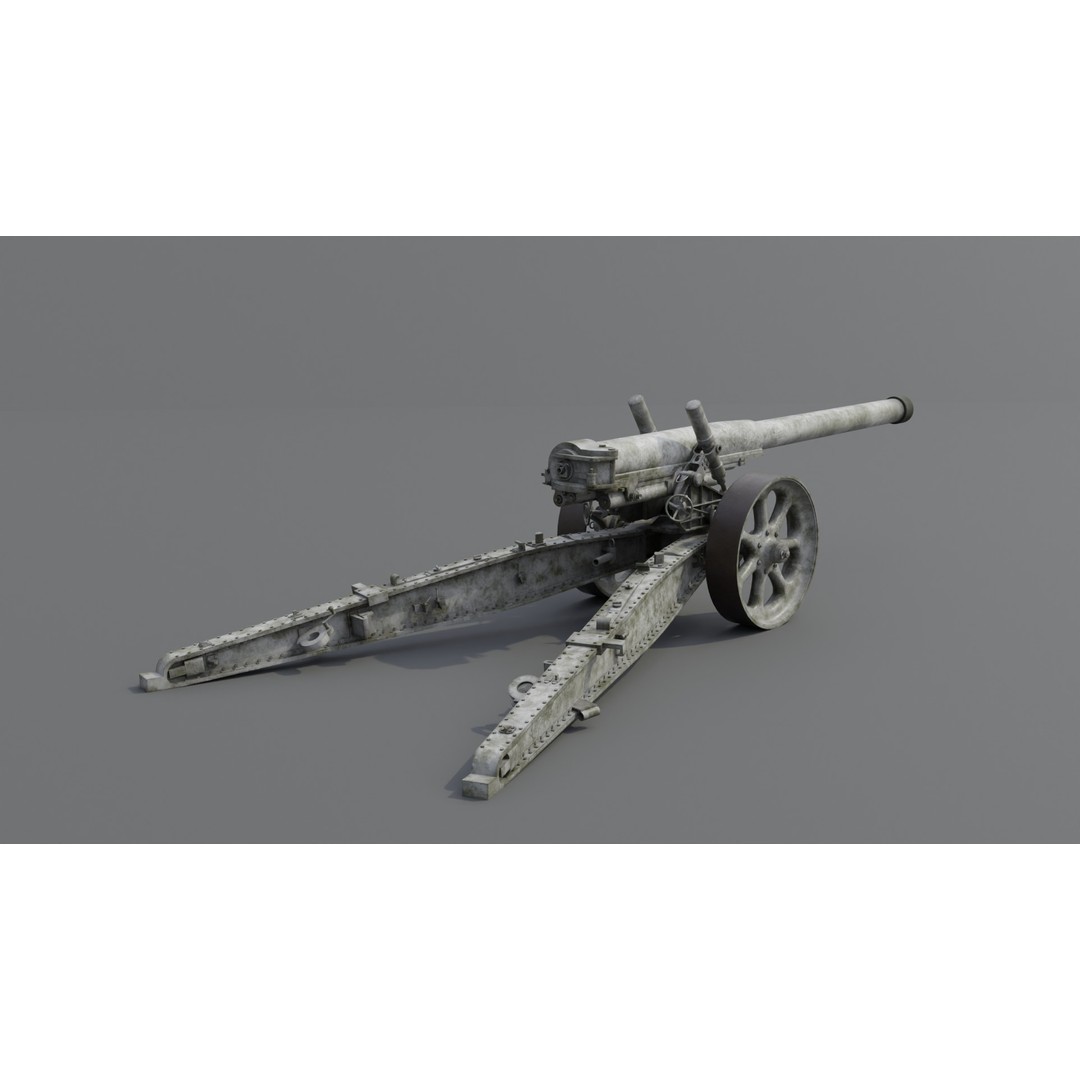 Type 89 15 cm Cannon 3D Model – Low Poly Game Asset, FBX & Blender - View 9
