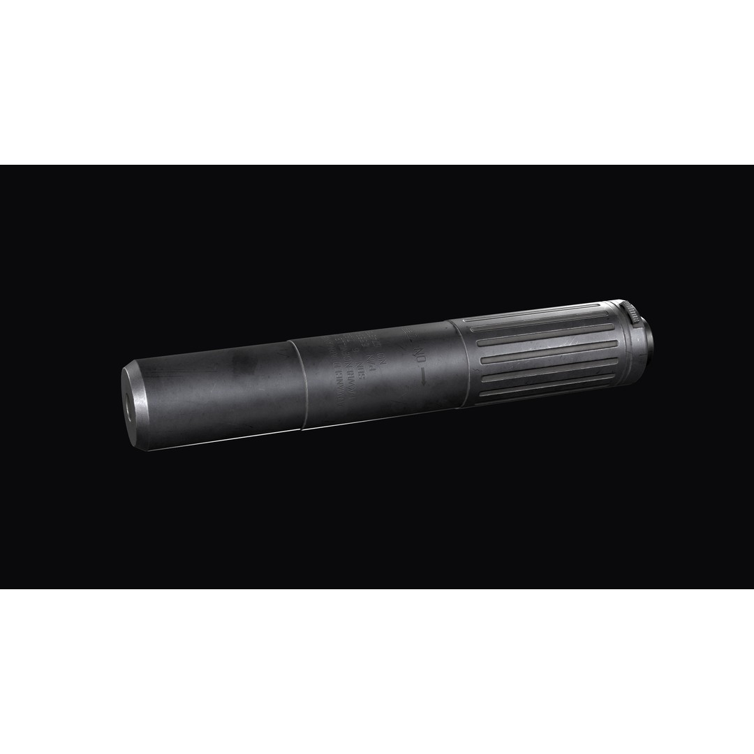 AAC SDN-6 Sound Suppressor 3D Model – Low Poly Game Asset, FBX - View 10