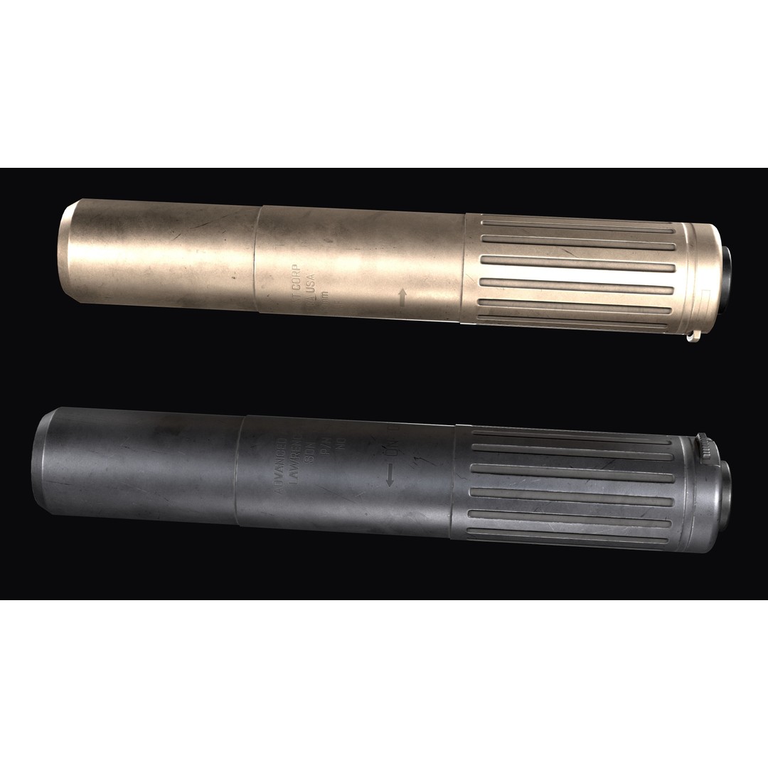 AAC SDN-6 Sound Suppressor 3D Model – Low Poly Game Asset, FBX - View 3