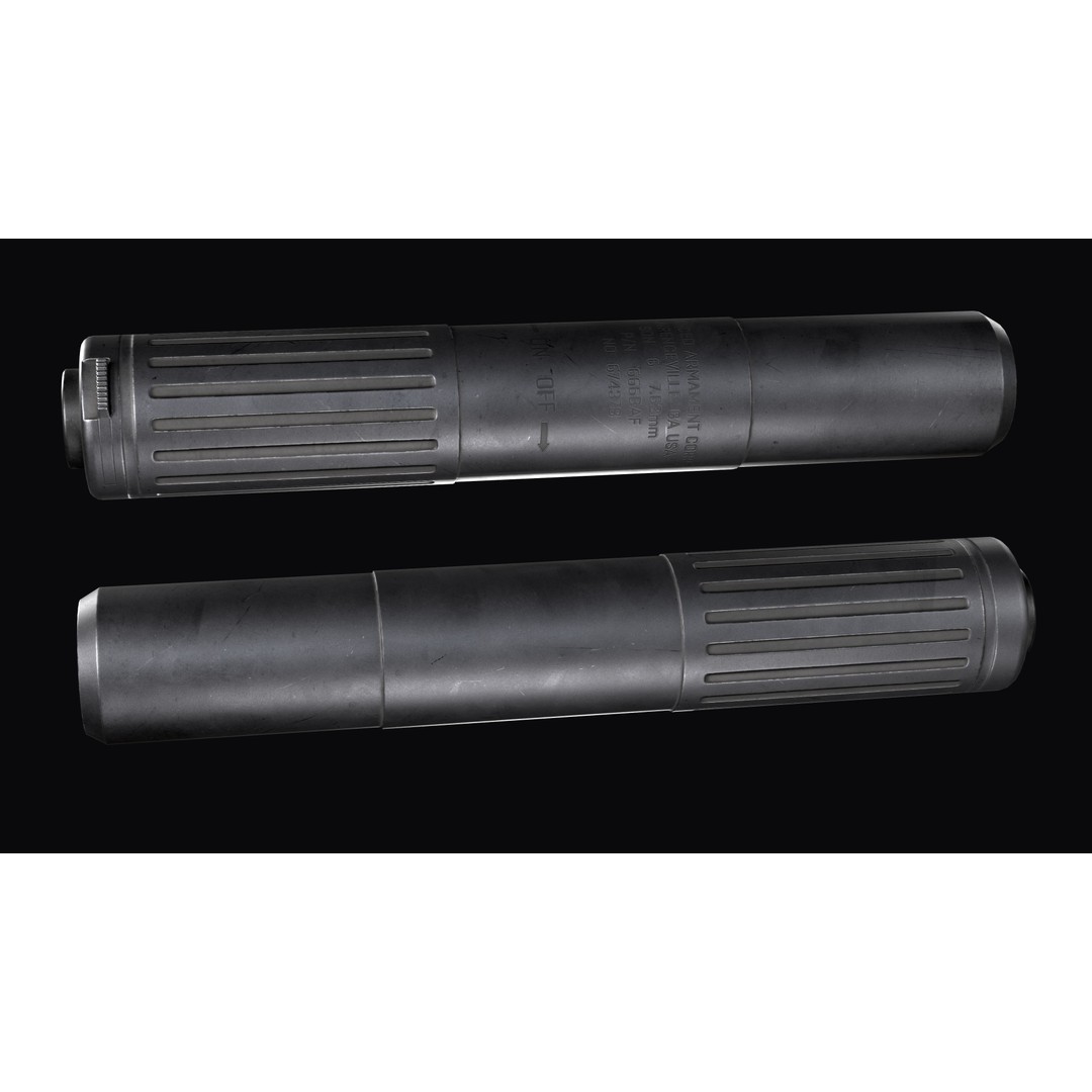 AAC SDN-6 Sound Suppressor 3D Model – Low Poly Game Asset, FBX - View 4