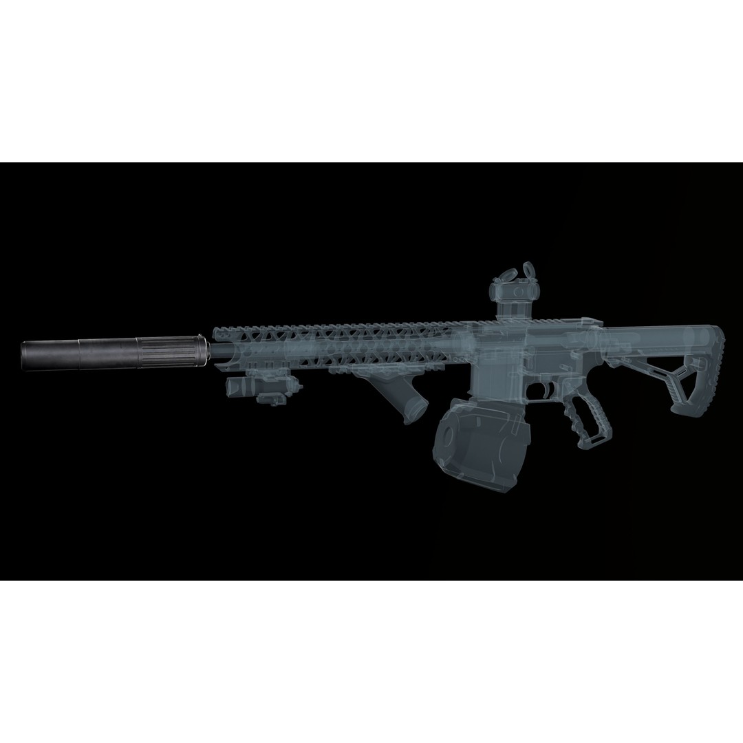 AAC SDN-6 Sound Suppressor 3D Model – Low Poly Game Asset, FBX - View 6