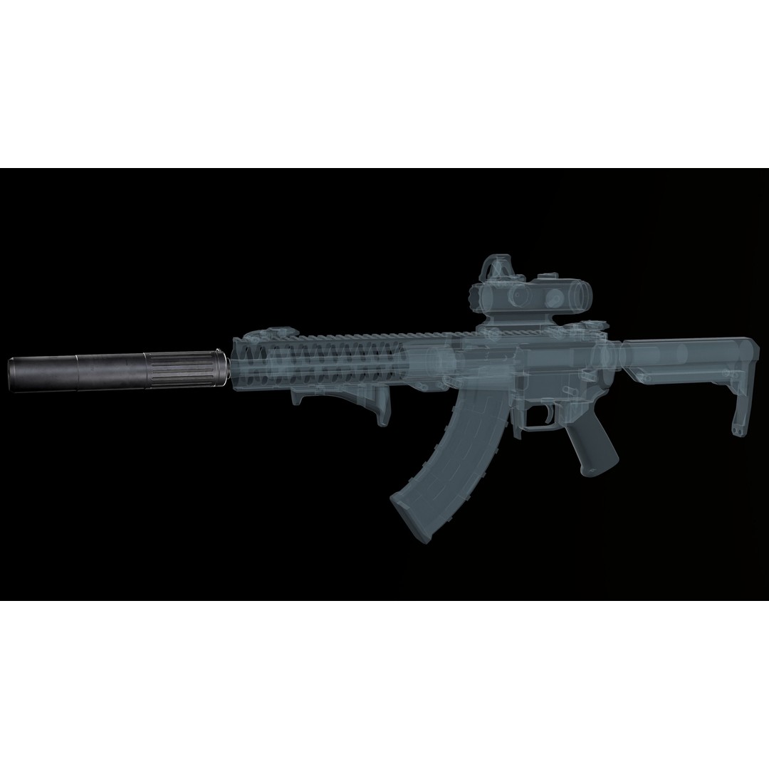 AAC SDN-6 Sound Suppressor 3D Model – Low Poly Game Asset, FBX - View 7