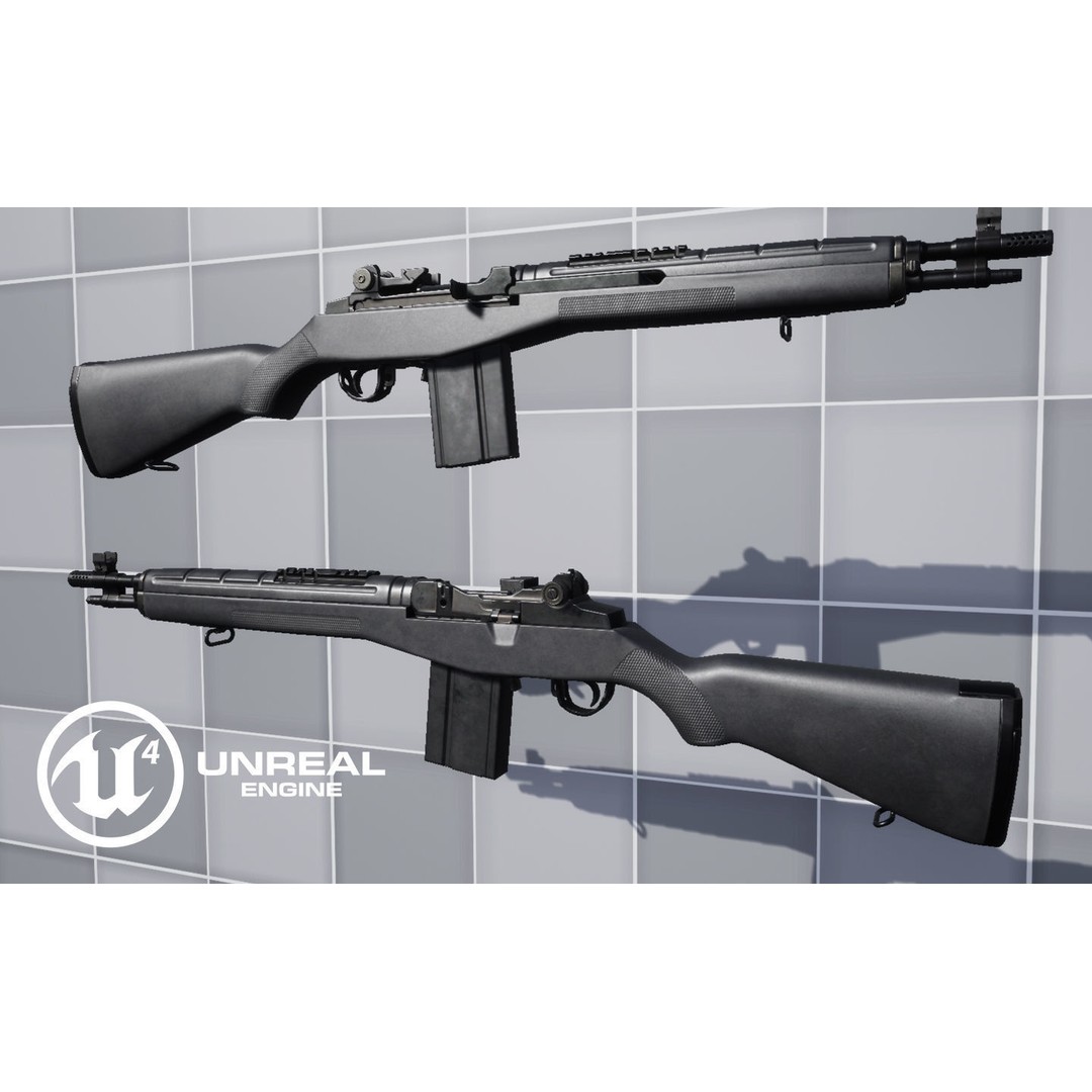 M1A Rifle 3D Model – Low Poly Game Ready Asset, FBX, PBR Textures
