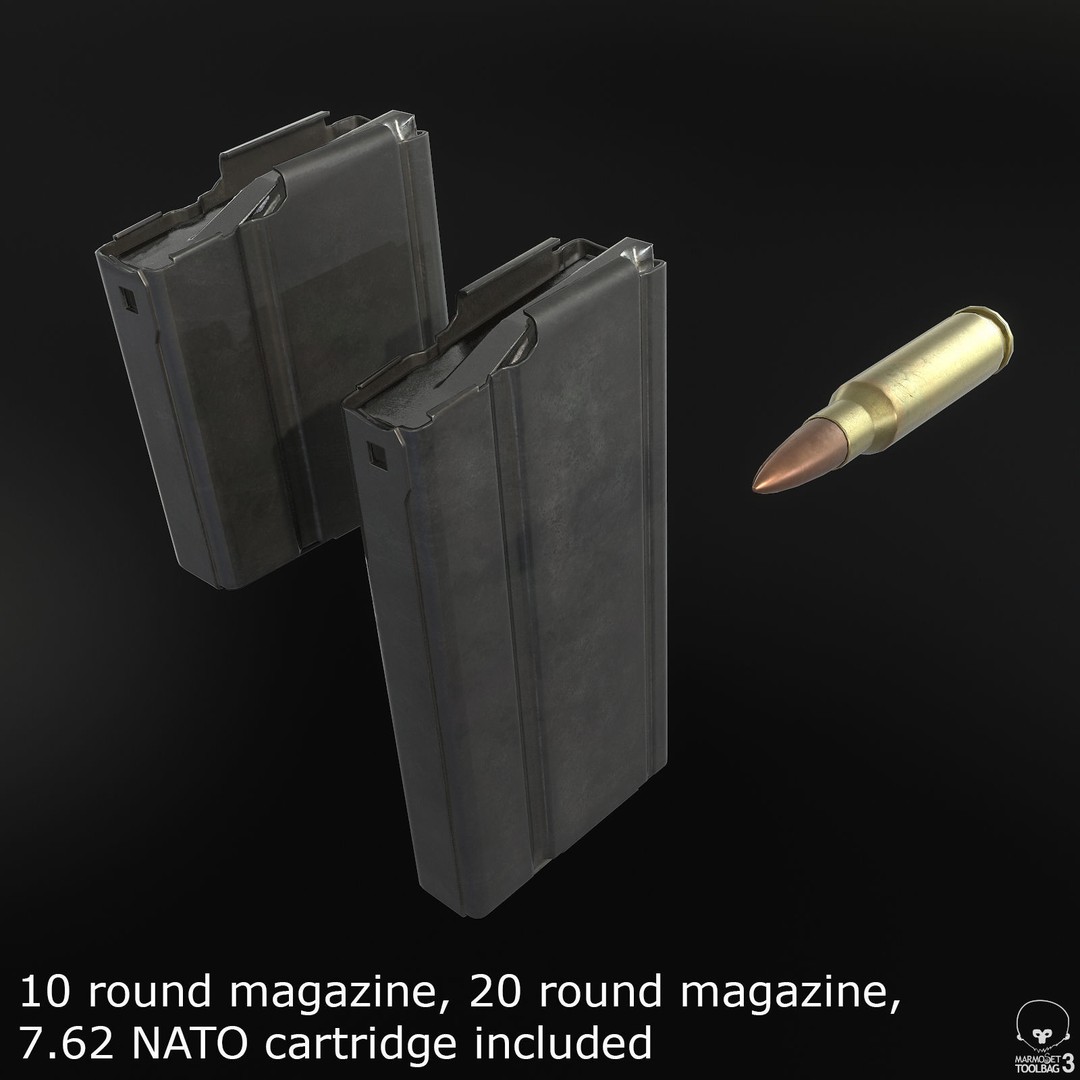 M1A Rifle 3D Model – Low Poly Game Ready Asset, FBX, PBR Textures - View 12