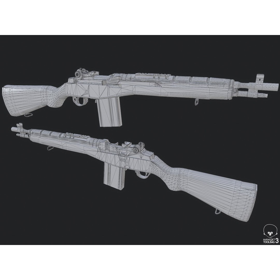 M1A Rifle 3D Model – Low Poly Game Ready Asset, FBX, PBR Textures - View 13