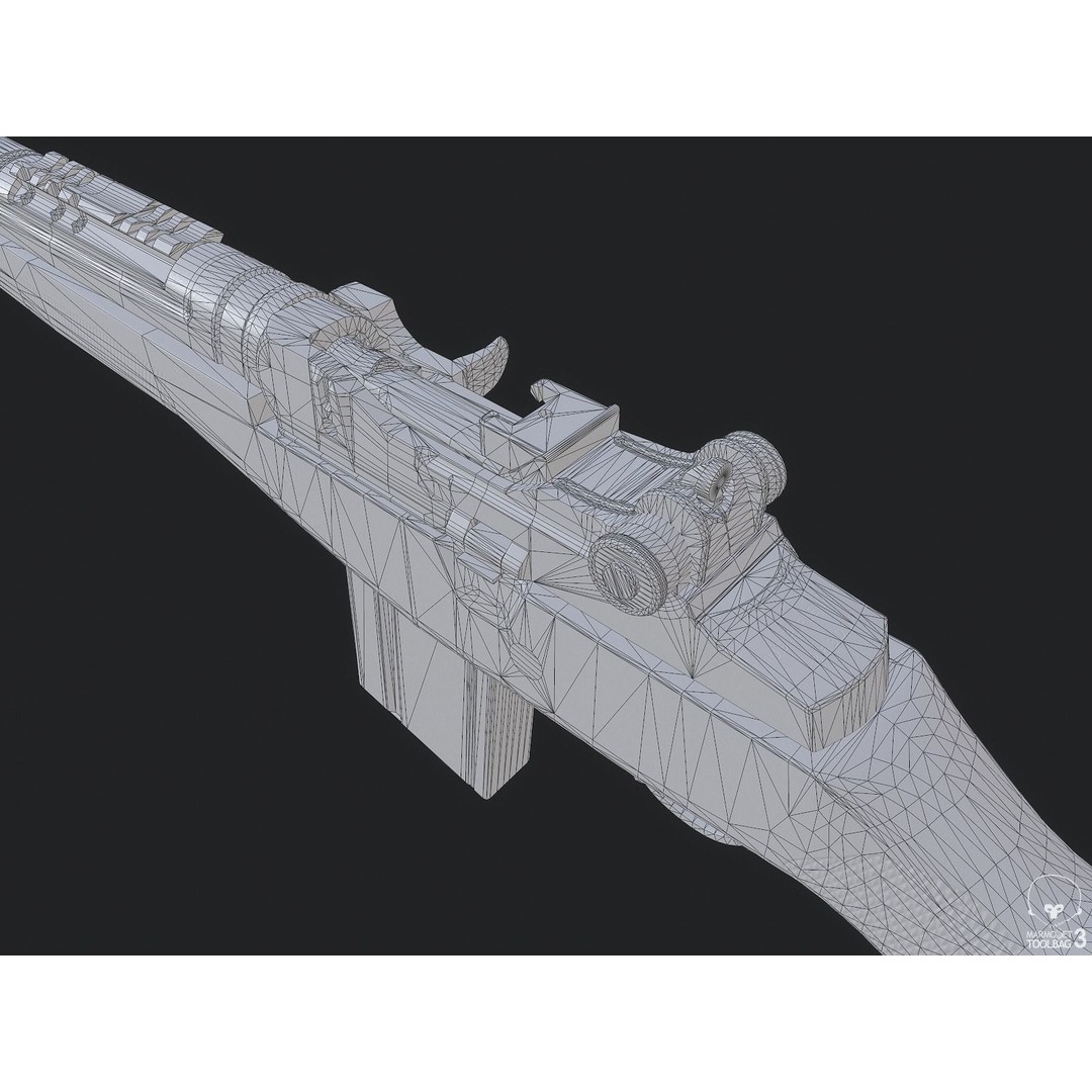 M1A Rifle 3D Model – Low Poly Game Ready Asset, FBX, PBR Textures - View 14