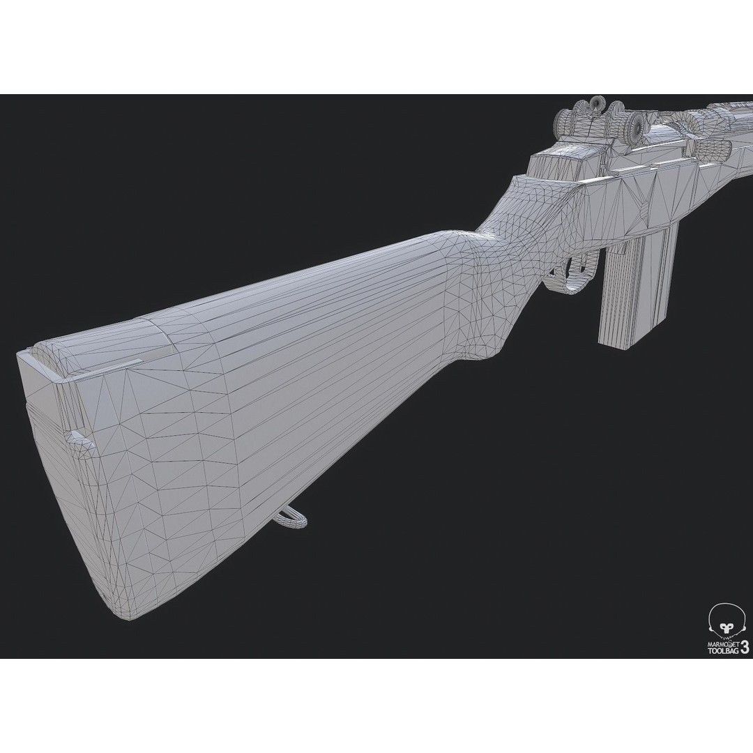 M1A Rifle 3D Model – Low Poly Game Ready Asset, FBX, PBR Textures - View 16