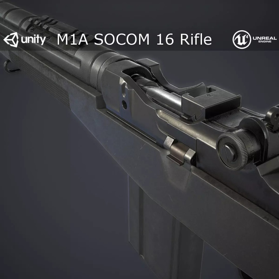 M1A Rifle 3D Model – Low Poly Game Ready Asset, FBX, PBR Textures - View 2